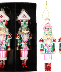 4239 GLAS ORNAMENTS NUTCRACKER S/2